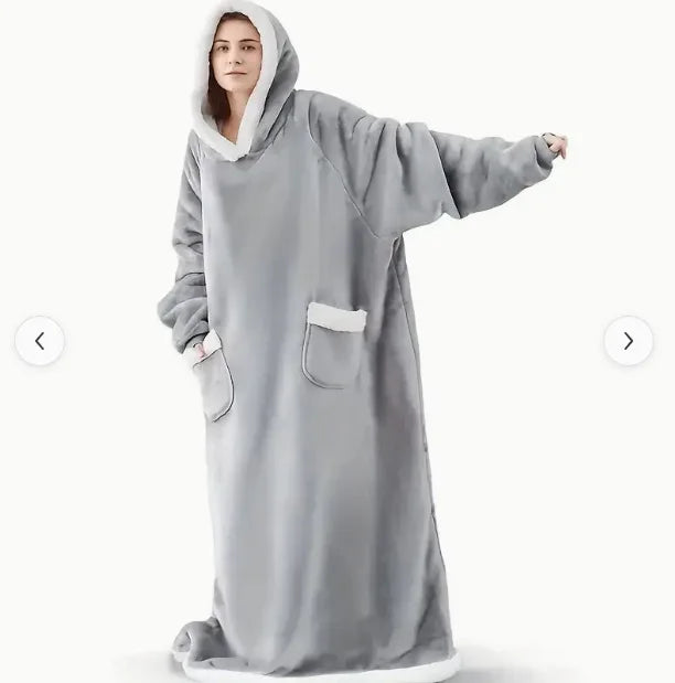 Poncho Plaid Long Molletonné