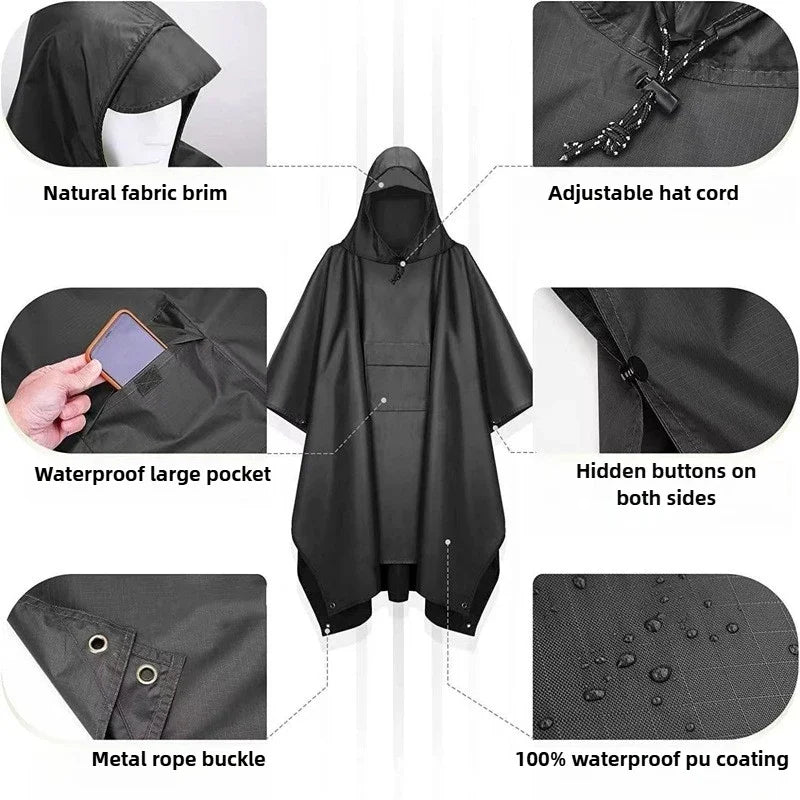Poncho de Pluie Multifonction 3-en-1