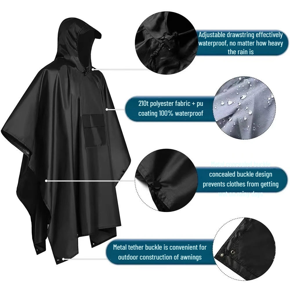 Poncho de Pluie Multifonction 3-en-1